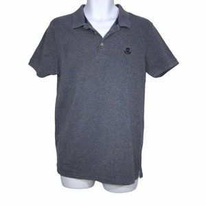 Zara Man Blue-Gray Logo Solid Pique Polo Shirt L